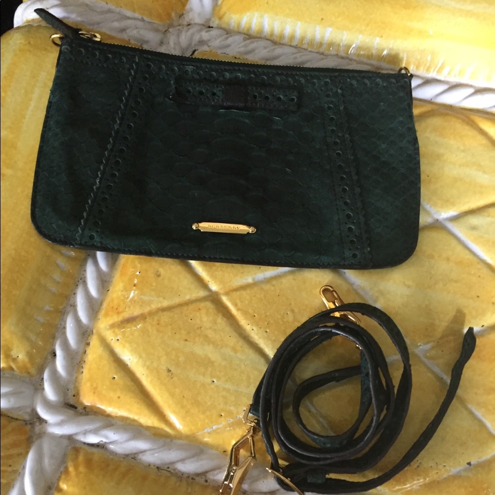 Burberry Python Emerald Green Clutch Crossbody - image 1